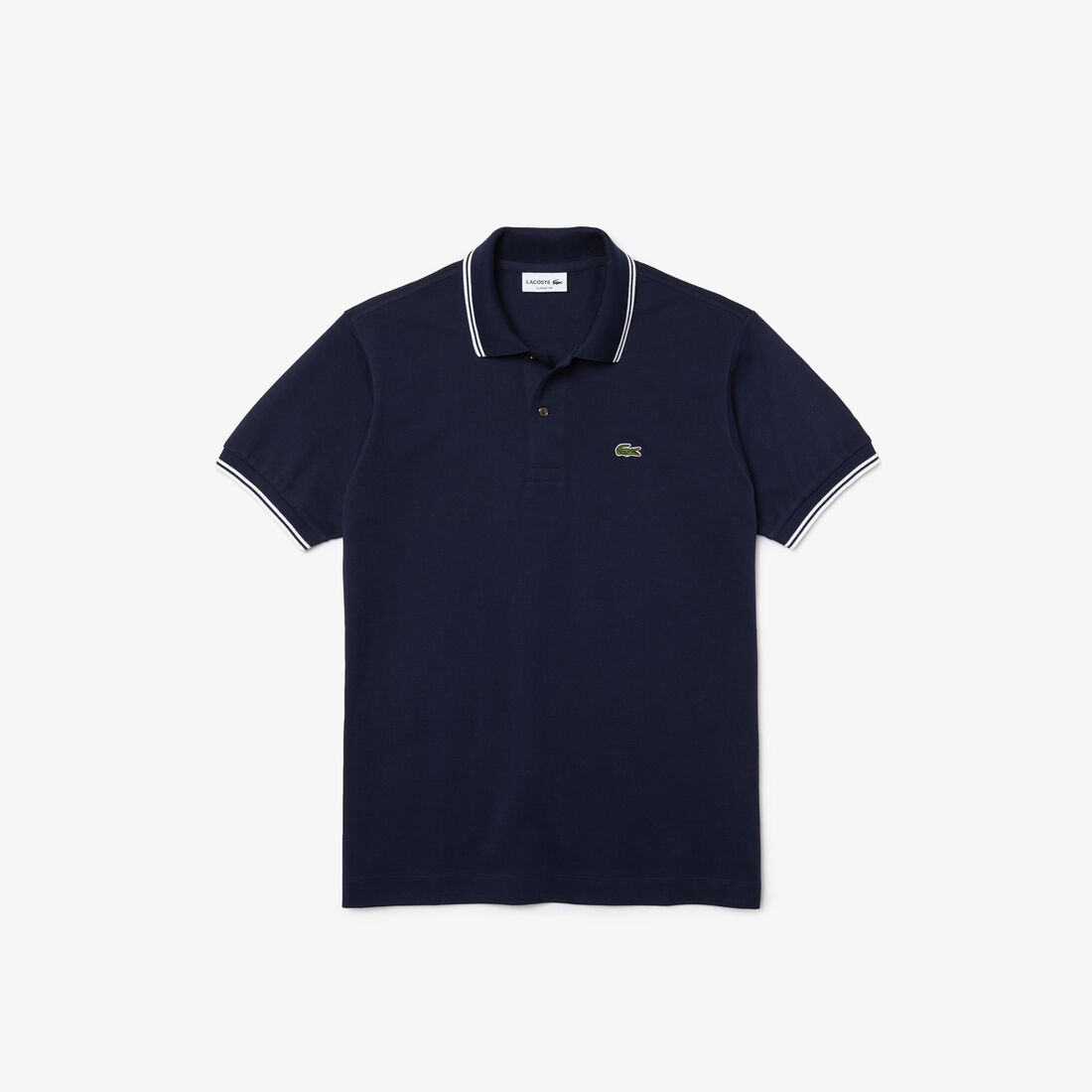 Men’s Lacoste Classic Fit Striped Accents Cotton Piqué Polo Shirt Men’s Lacoste Classic Fit Striped Accents Cotton Piqué Polo Shirt