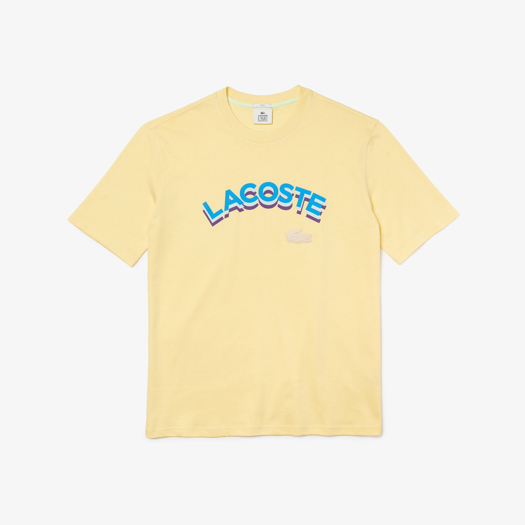تي شيرت قطن للجنسين بحروف وقصة فضفاضة مجموعة Lacoste LIVE لاكوست تي شيرت قطن للجنسين بحروف وقصة فضفاضة مجموعة lacoste live