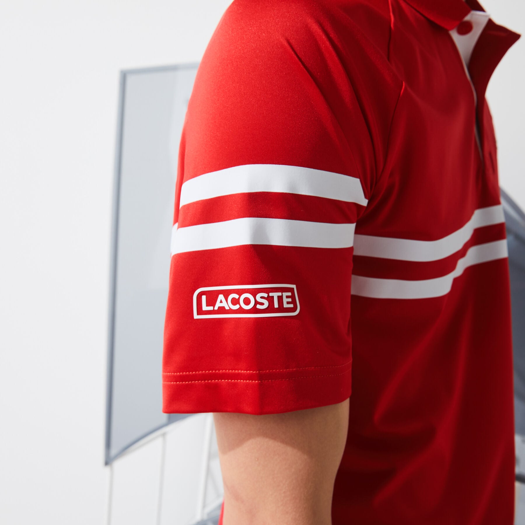 Men’s Lacoste SPORT x Novak Djokovic Ultra-Light Striped Polo Shirt men s lacoste sport x novak djokovic ultra light striped polo shirt