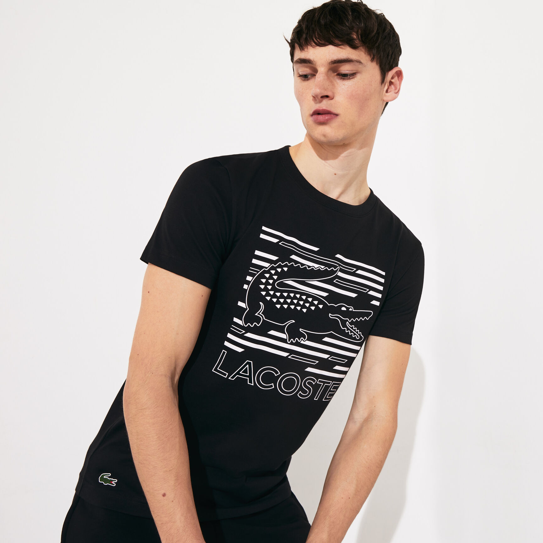 Men's Lacoste SPORT Crocodile Printed Breathable T-shirt
