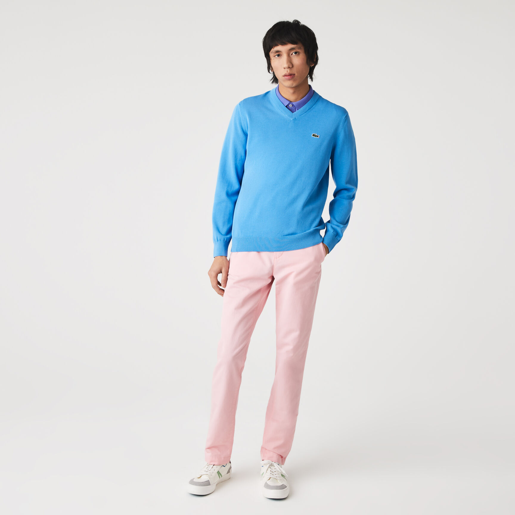 Monochrome Cotton V-neck Sweater