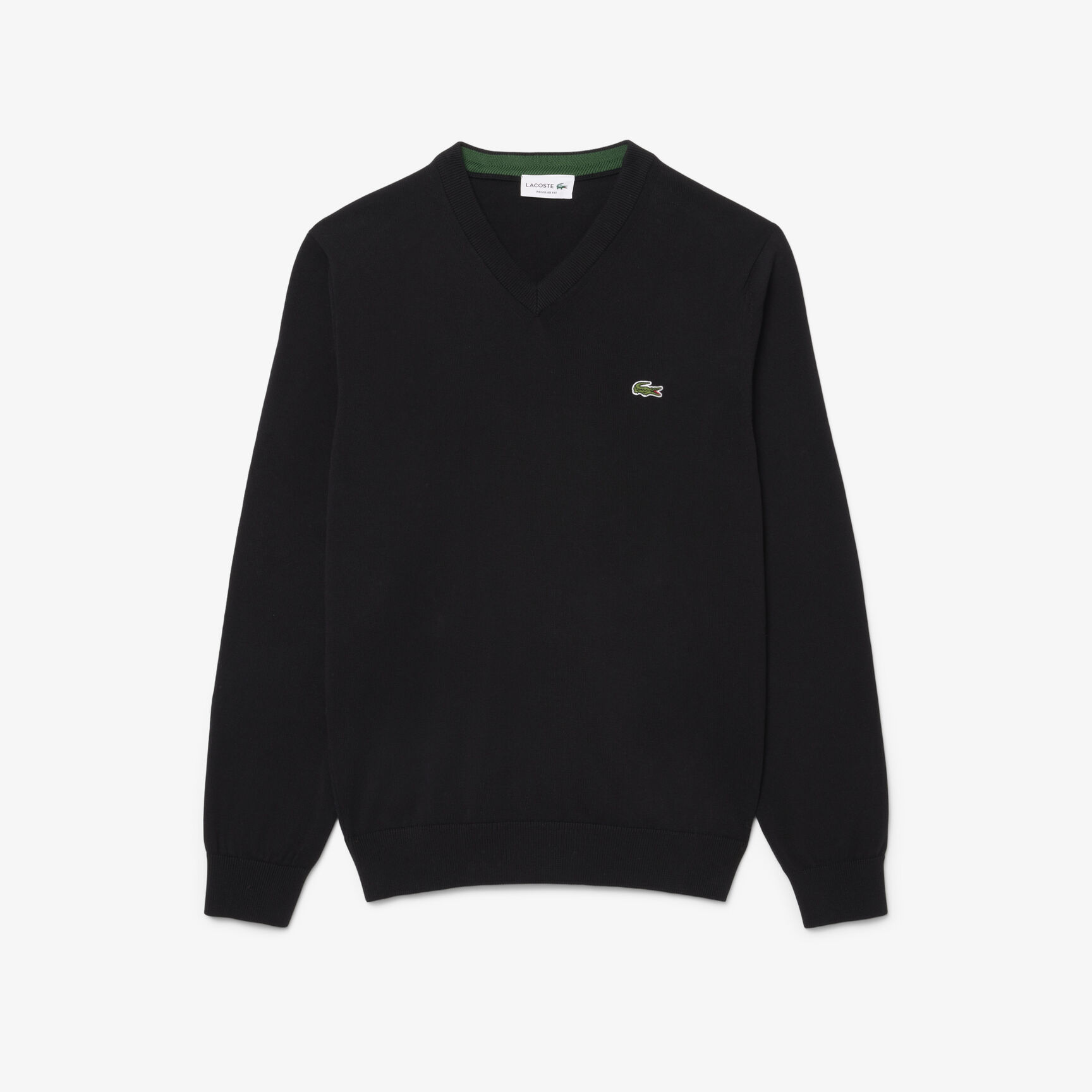 سترة قطنية أحادية اللون بفتحة رقبة على شكل حرف V سترة قطنية أحادية اللون بفتحة رقبة على شكل حرف V