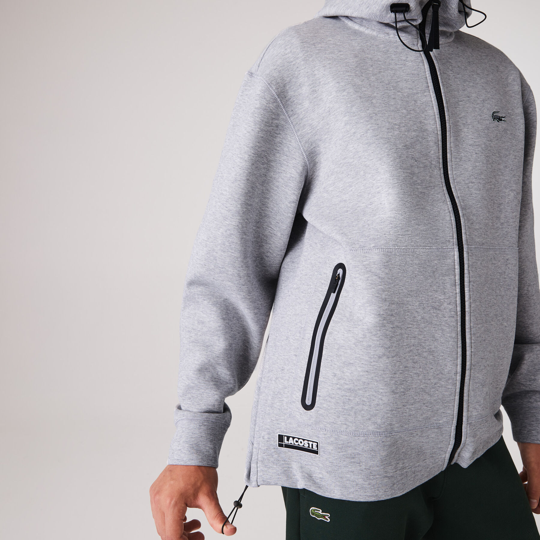 سترة بغطاء رأس وسحاب مع علامة Lacoste التجارية وشارة للرجال لاكوست سترة بغطاء رأس وسحاب مع علامة lacoste التجارية وشارة للرجال