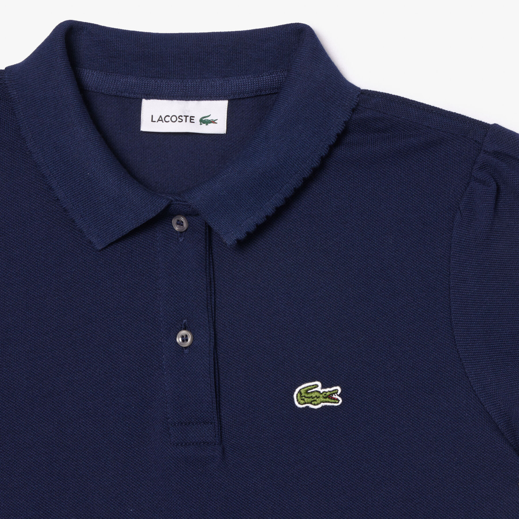 Scalloped Collar Mini Pique Polo Shirt
