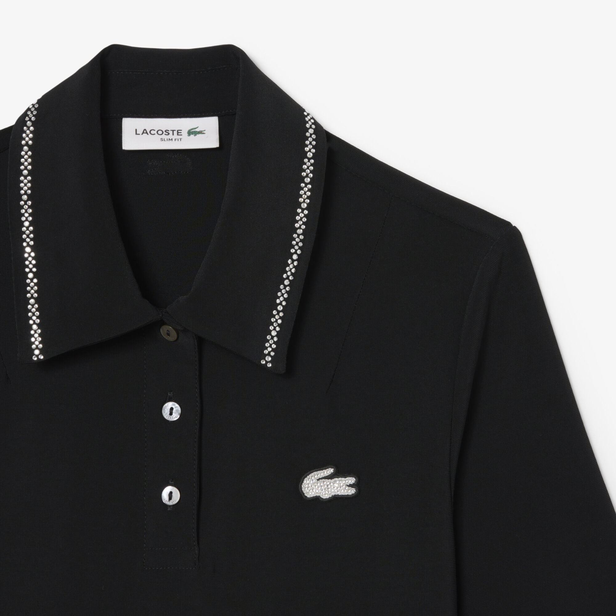 L.12.D Slim Fit Diamante Pop Polo Shirt, Black | LACOSTE EG
