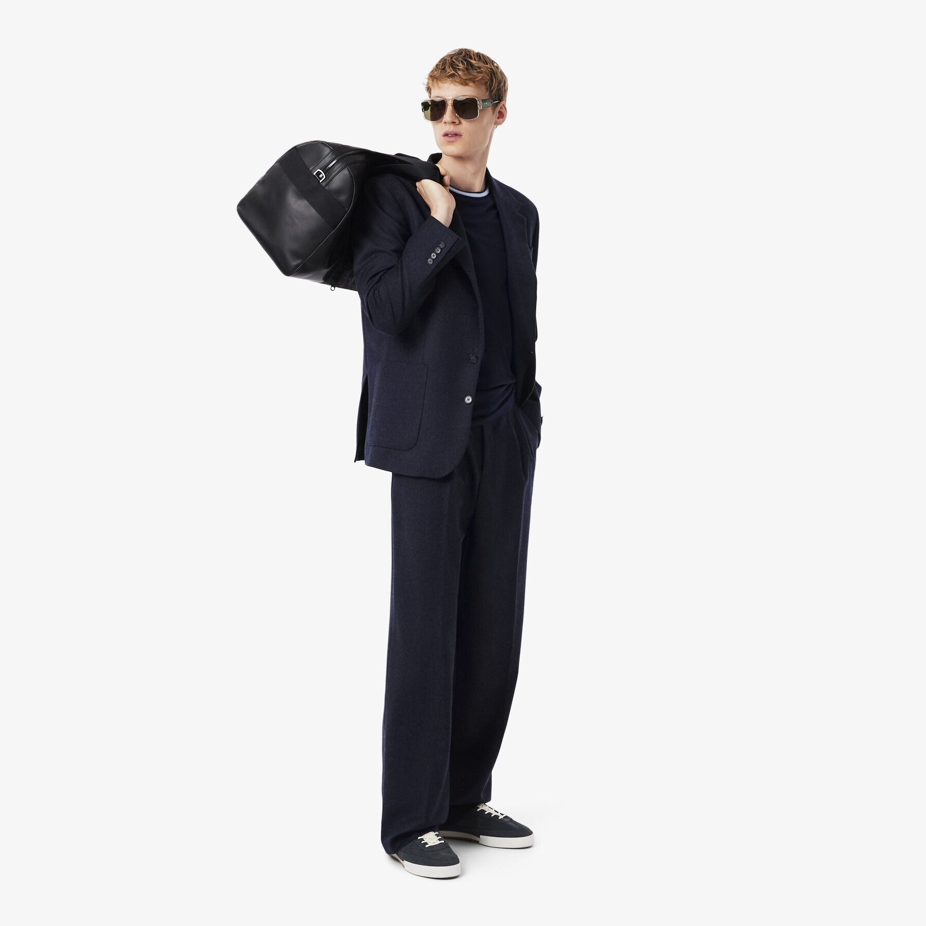 lacoste straight fit felted wool pants