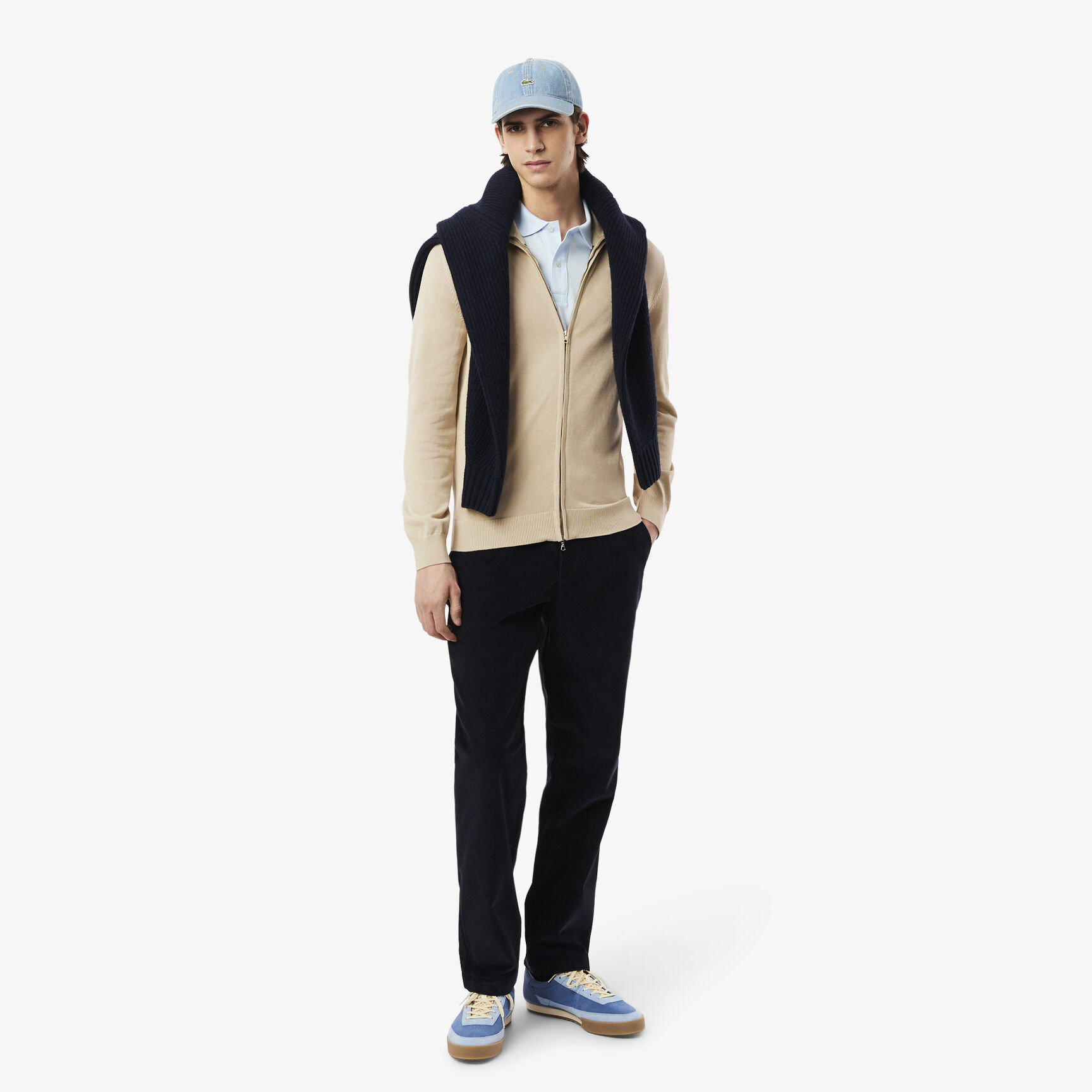 Zipped High Neck Cotton Sweater