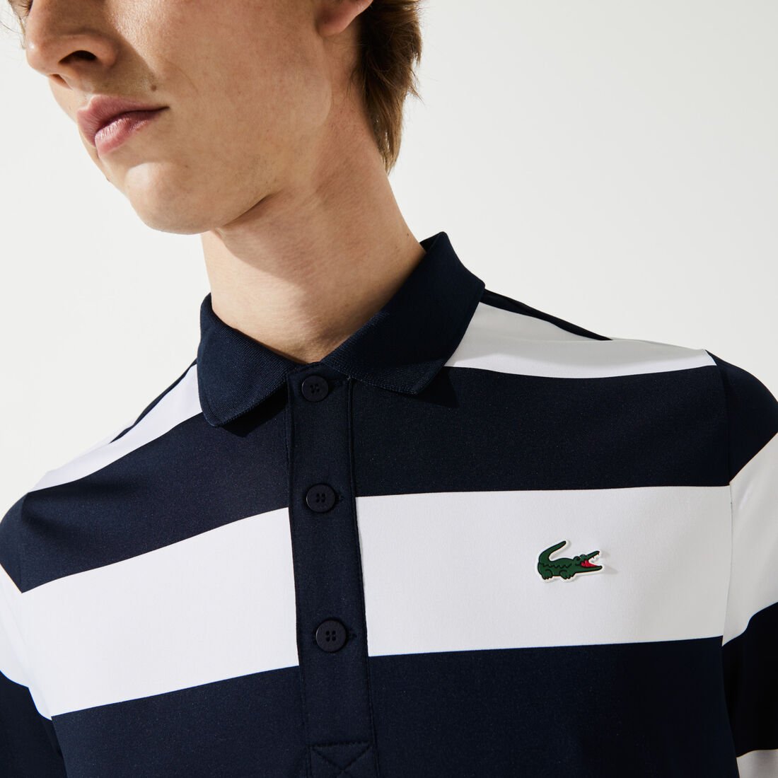 Men’s Lacoste SPORT Striped Breathable Stretch Golf Polo Shirt Men’s Lacoste SPORT Striped Breathable Stretch Golf Polo Shirt