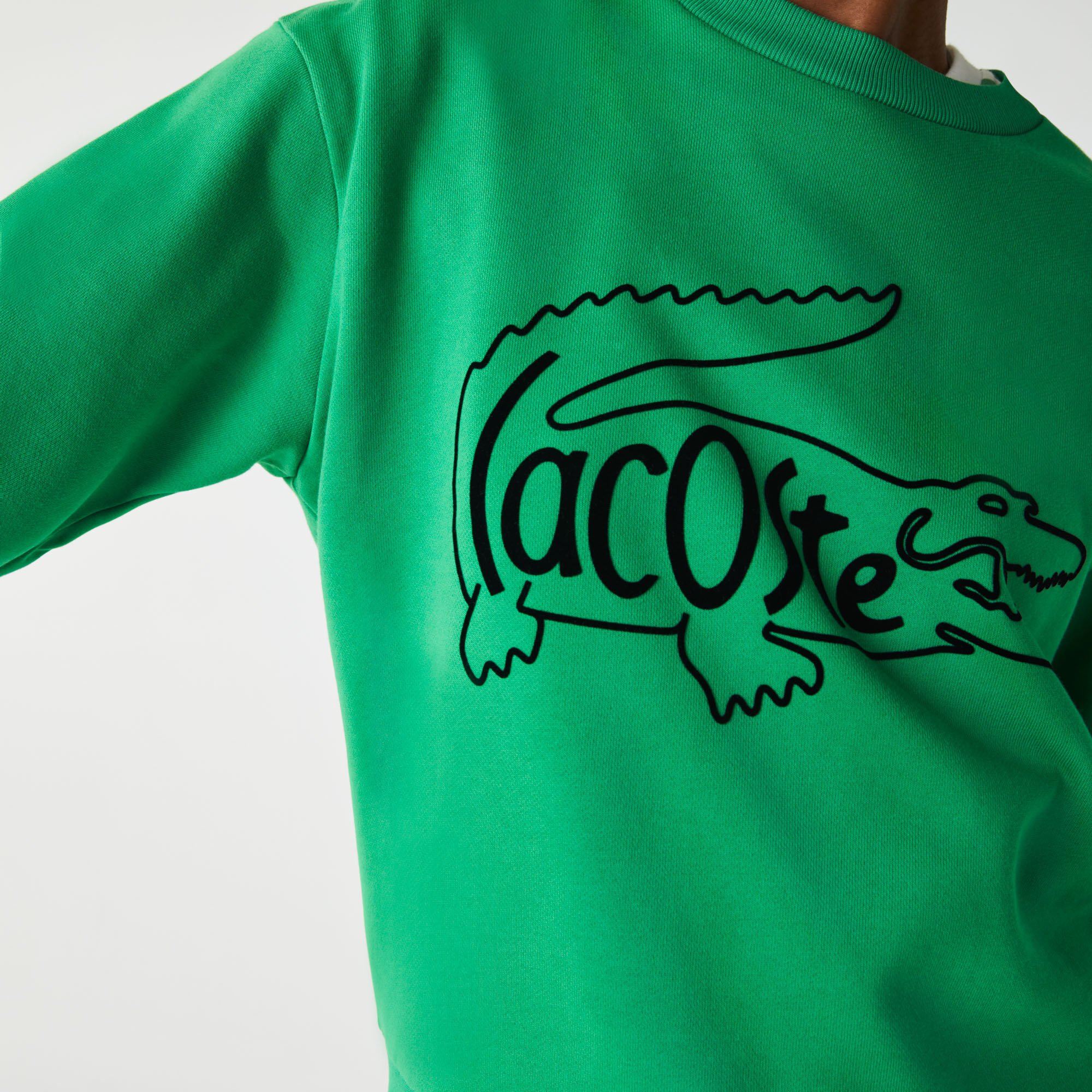 Women’s Crew Neck Crocodile Print Cotton Fleece Sweatshirt