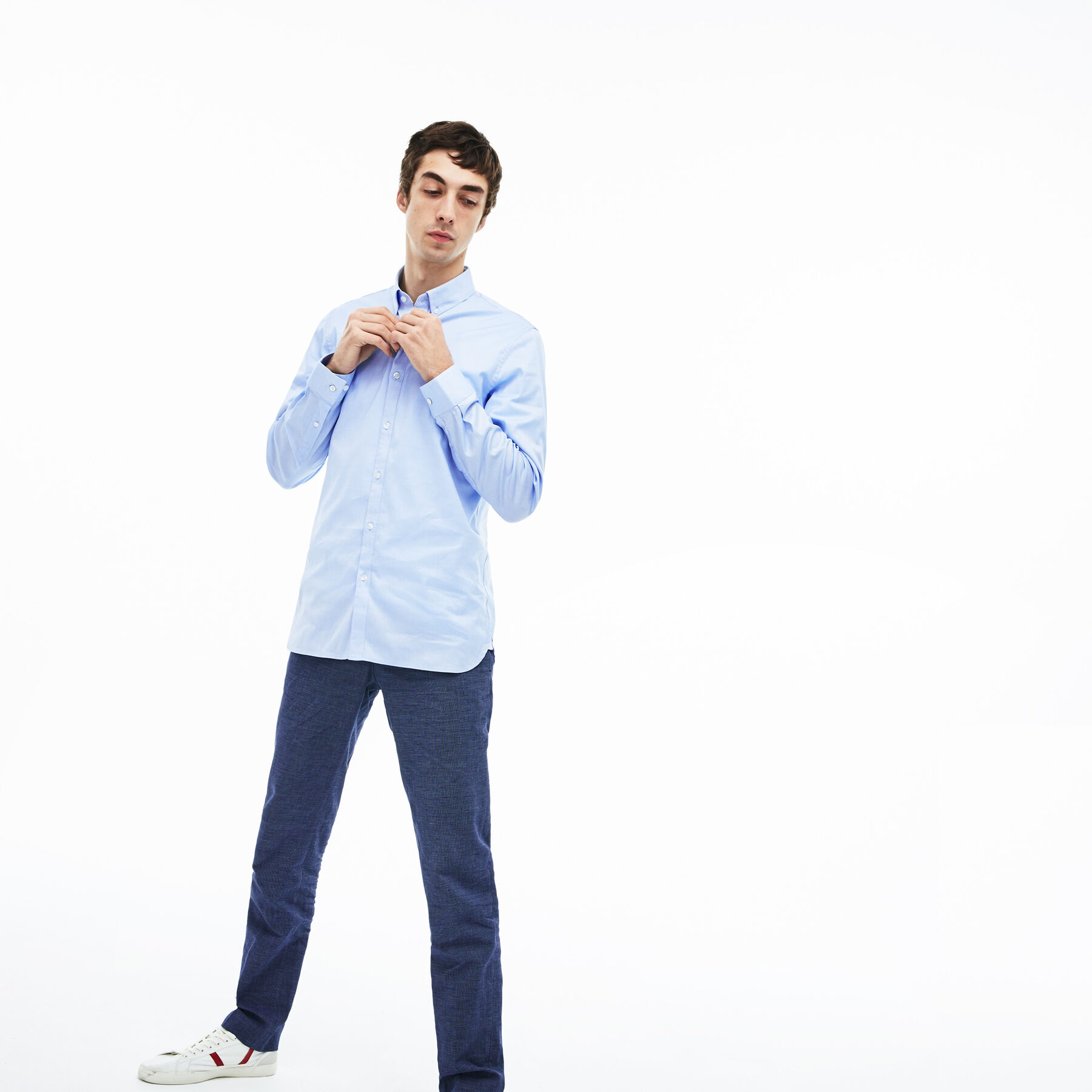Men's Slim Fit Stretch Cotton Pinpoint Shirt lacoste men s slim fit stretch cotton pinpoint shirt
