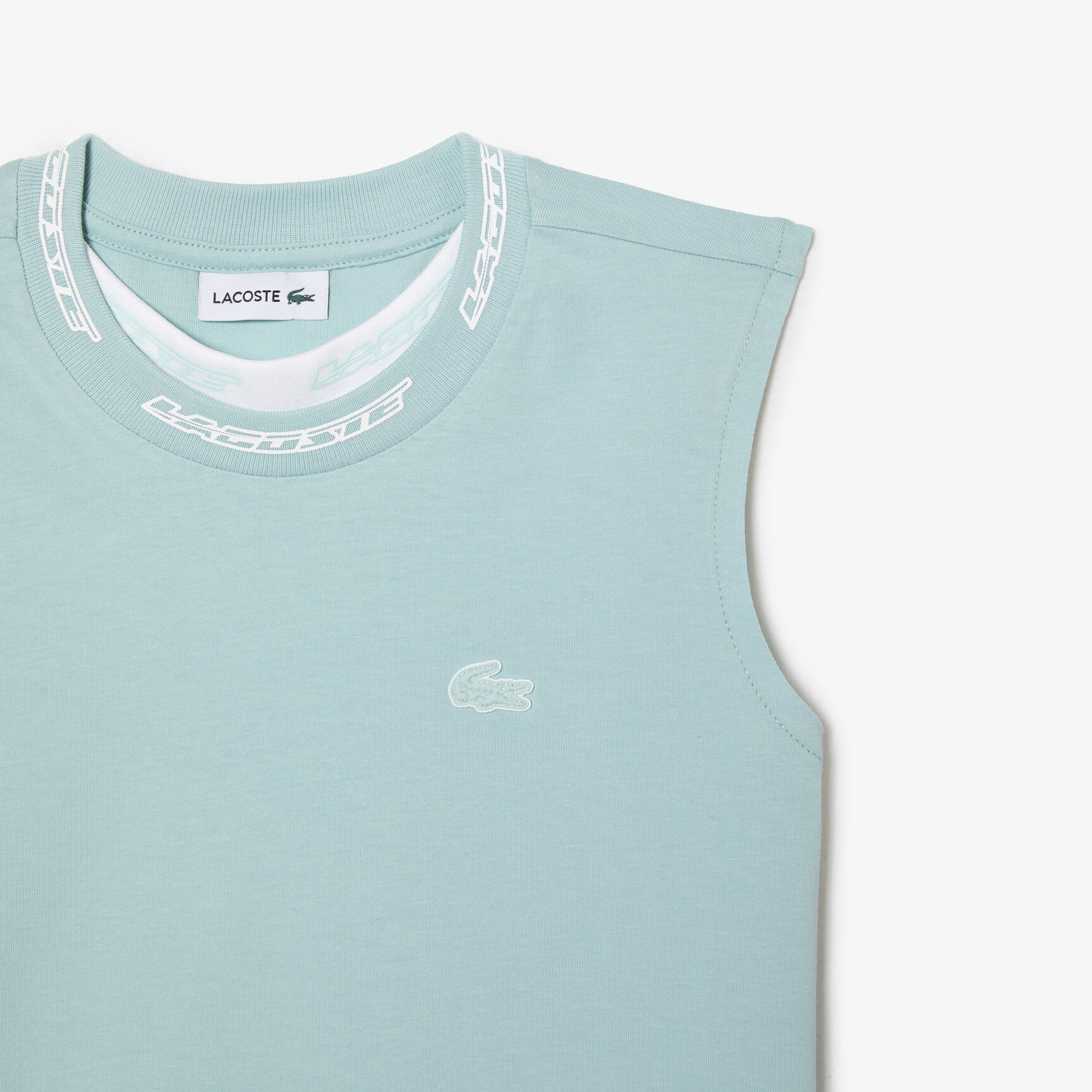 تيشيرت لاكوست بلا أكمام قطن جيرسيه للبنات