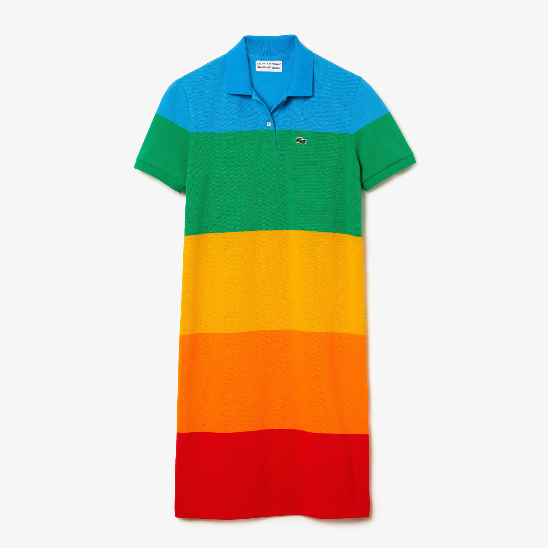 lacoste women s polaroid collaboration striped cotton piqu  polo dress