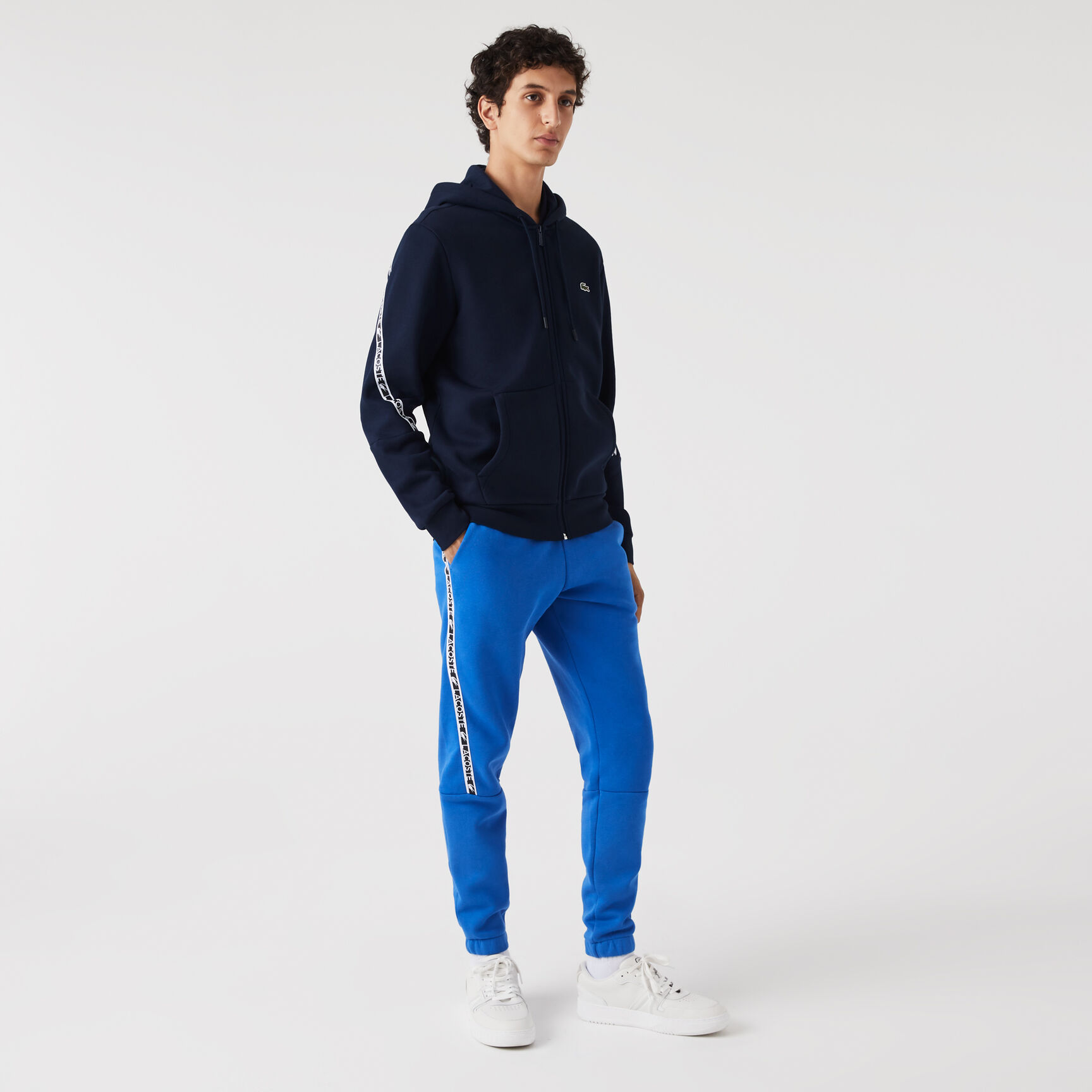 Men's Lacoste Printed Bands Hooded Zip Sweatshirt