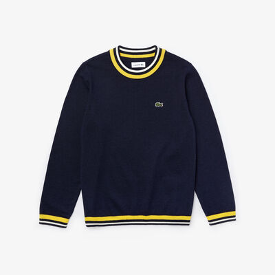Boys' Striped Details Wool And Cotton Sweater