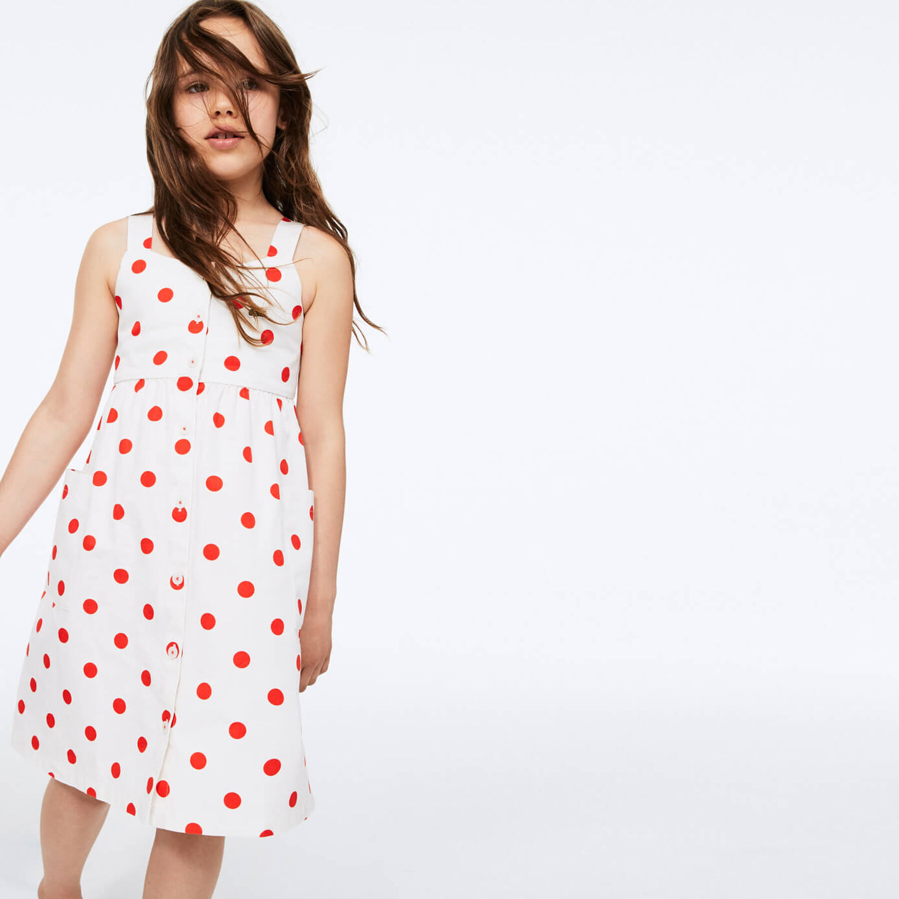 لاكوست فستان من القطن من مجموعة polka dot للفتيات