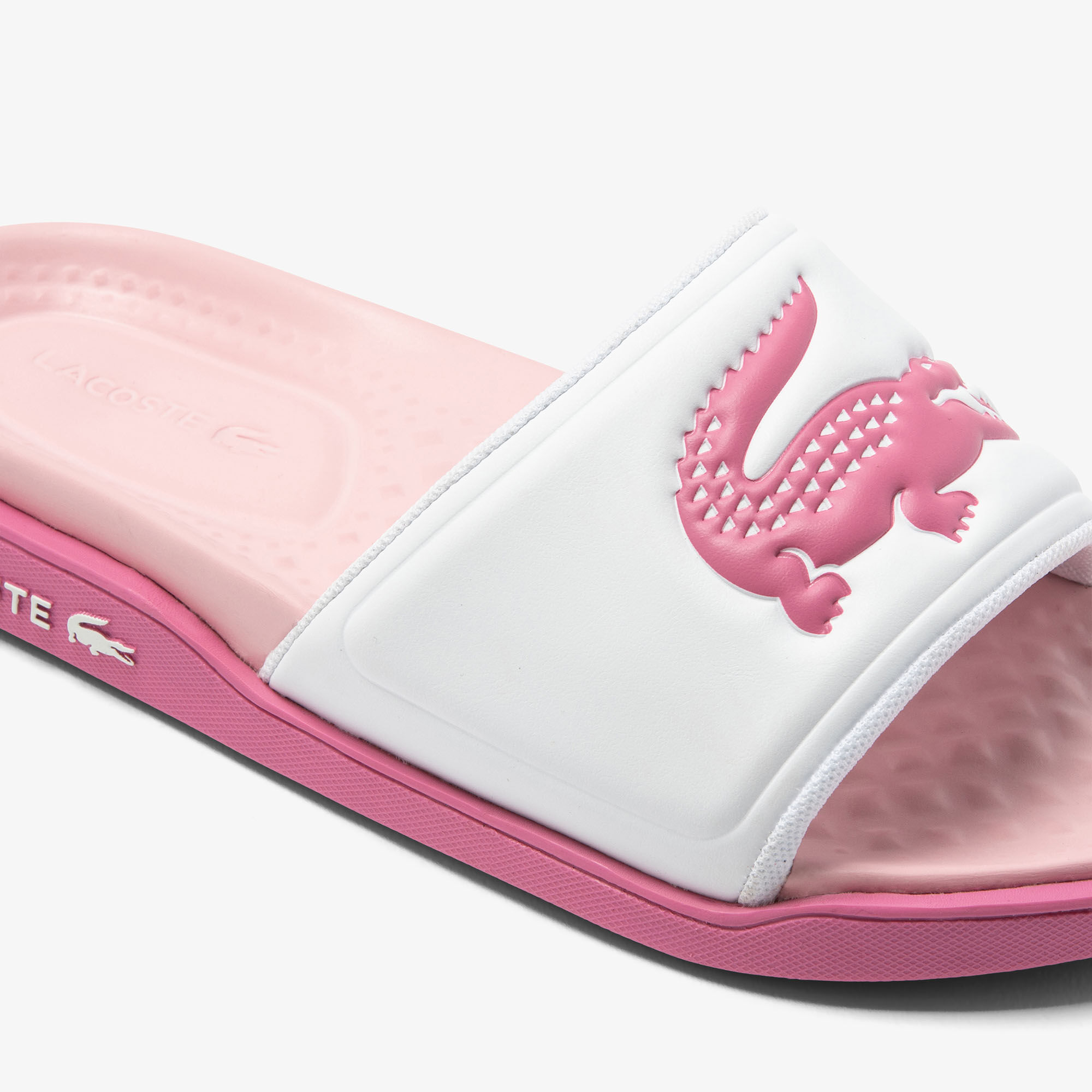 Lacoste pink slides hotsell