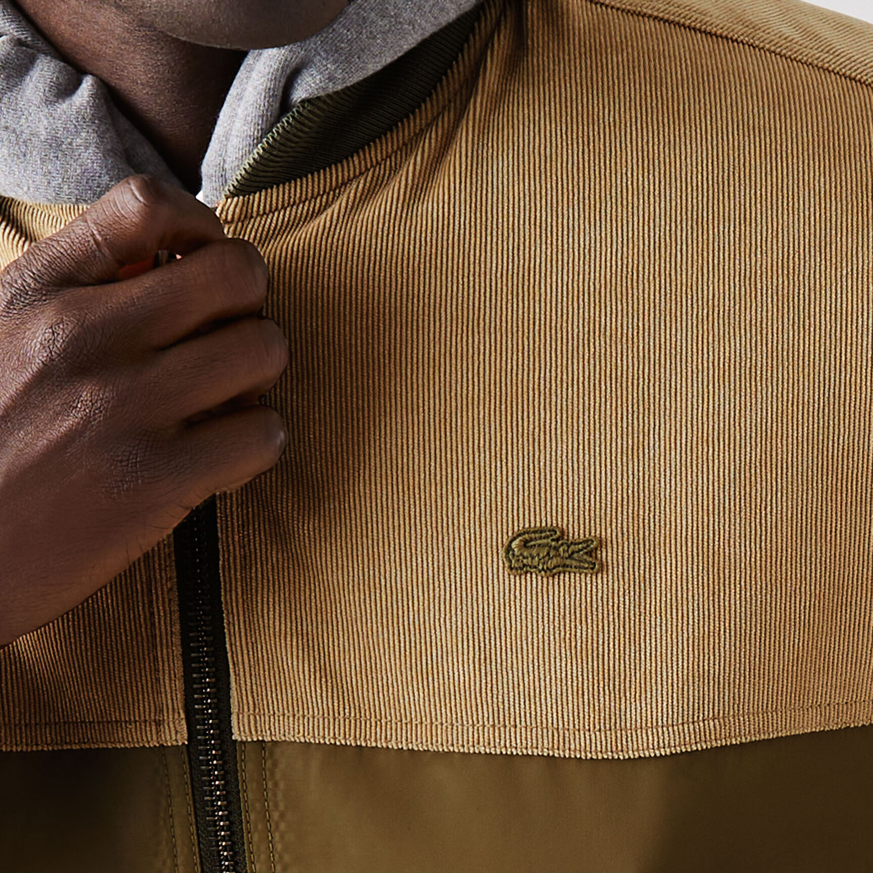 Men&rsquo;s Bimaterial Quilted Zip Bomber Jacket