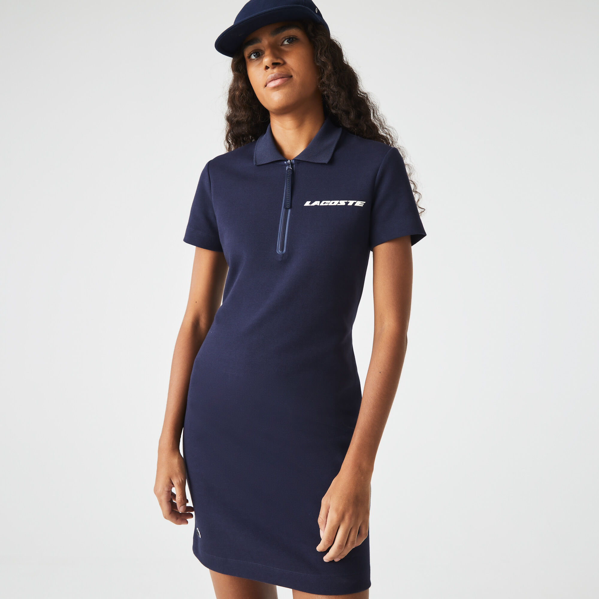 Women s Contrast Branded Two ply Jersey Polo Dress