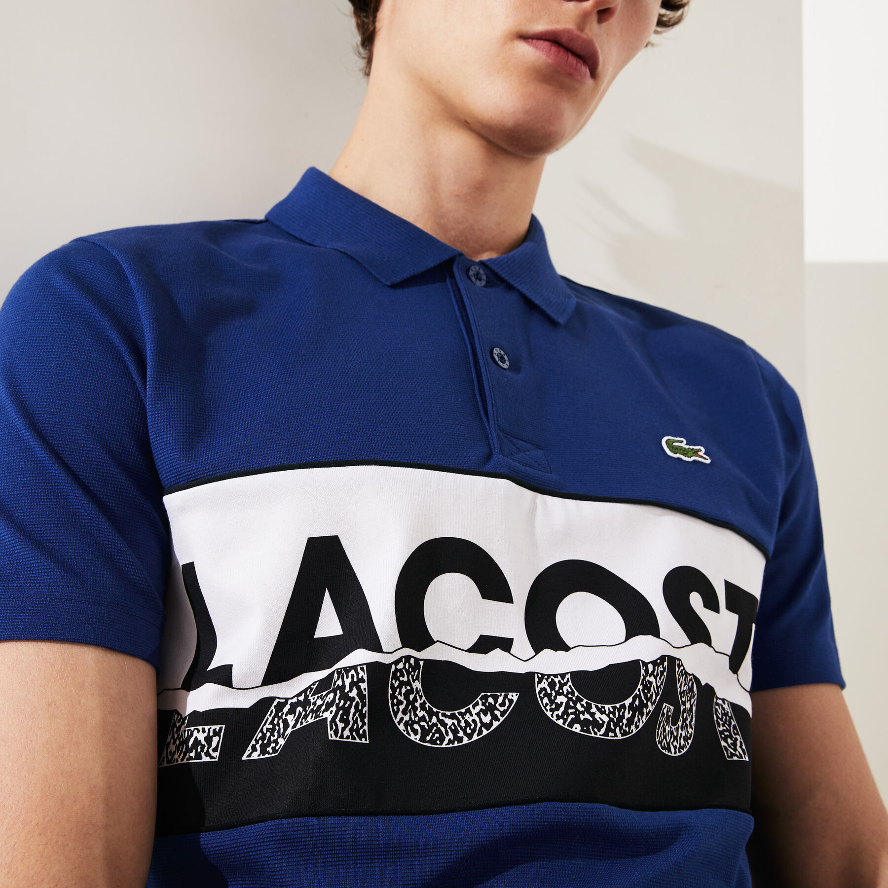 Men's Lacoste SPORT Graphic Print Ultra-Light Cotton Polo Shirt men s lacoste sport graphic print ultra light cotton polo shirt