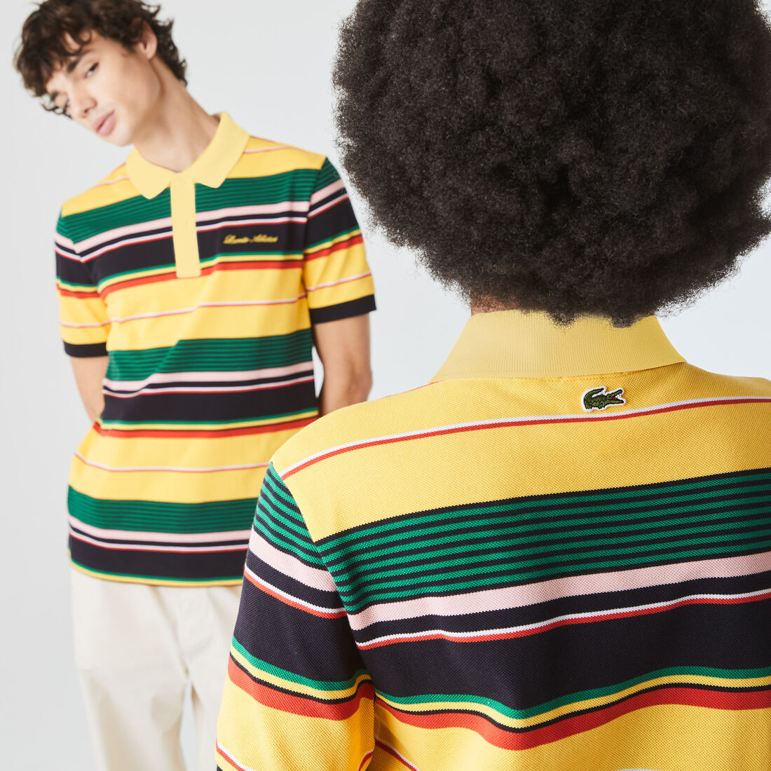 Unisex Lacoste LIVE Embroidered Striped Cotton Piqué Polo Unisex Lacoste LIVE Embroidered Striped Cotton Piqué Polo