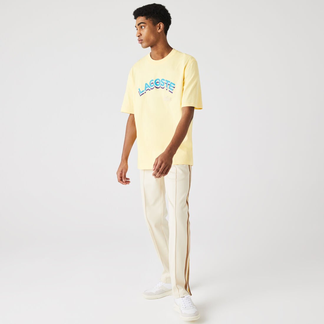 تي شيرت قطن للجنسين بحروف وقصة فضفاضة مجموعة Lacoste LIVE تي شيرت قطن للجنسين بحروف وقصة فضفاضة مجموعة Lacoste LIVE