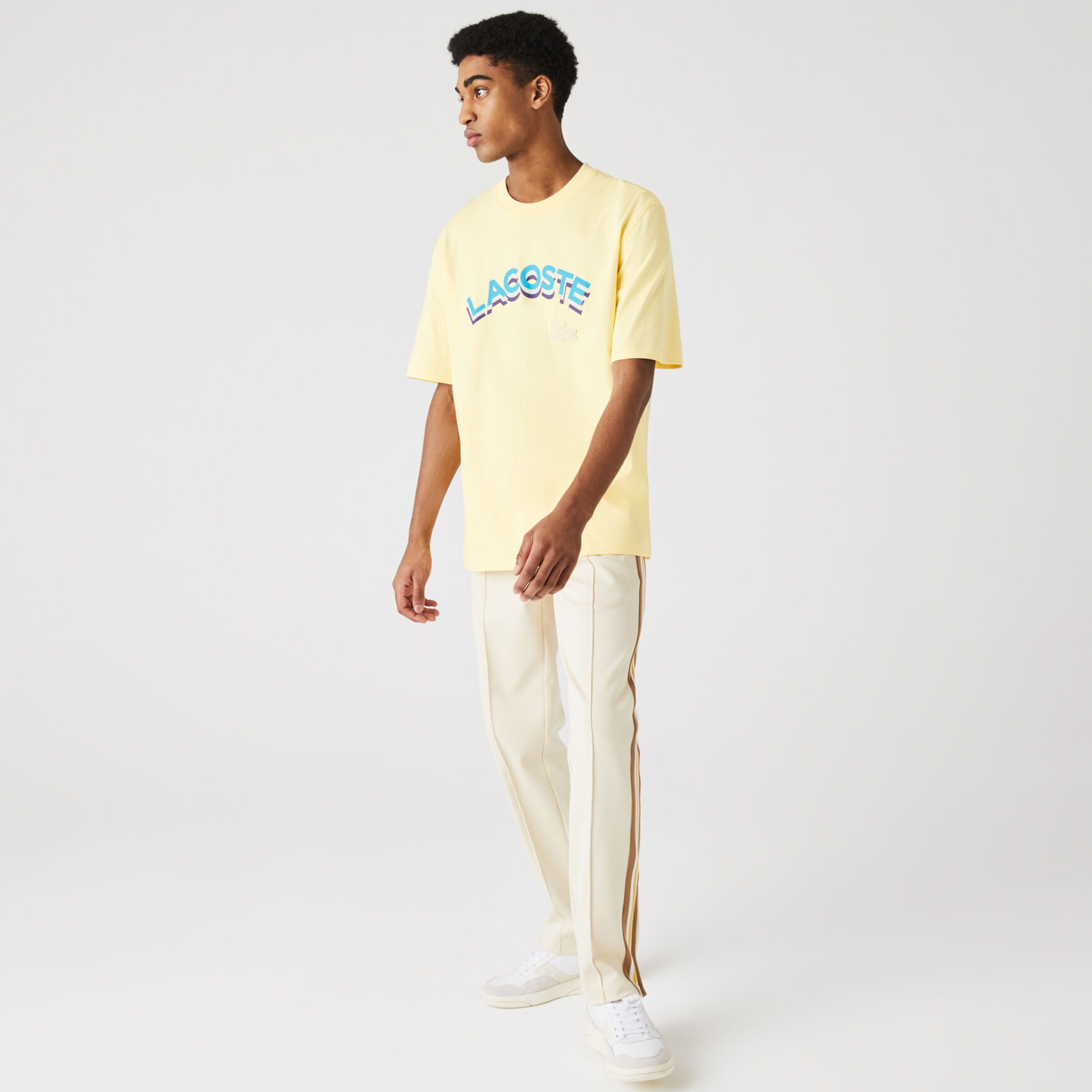 تي شيرت قطن للجنسين بحروف وقصة فضفاضة مجموعة Lacoste LIVE تي شيرت قطن للجنسين بحروف وقصة فضفاضة مجموعة Lacoste LIVE