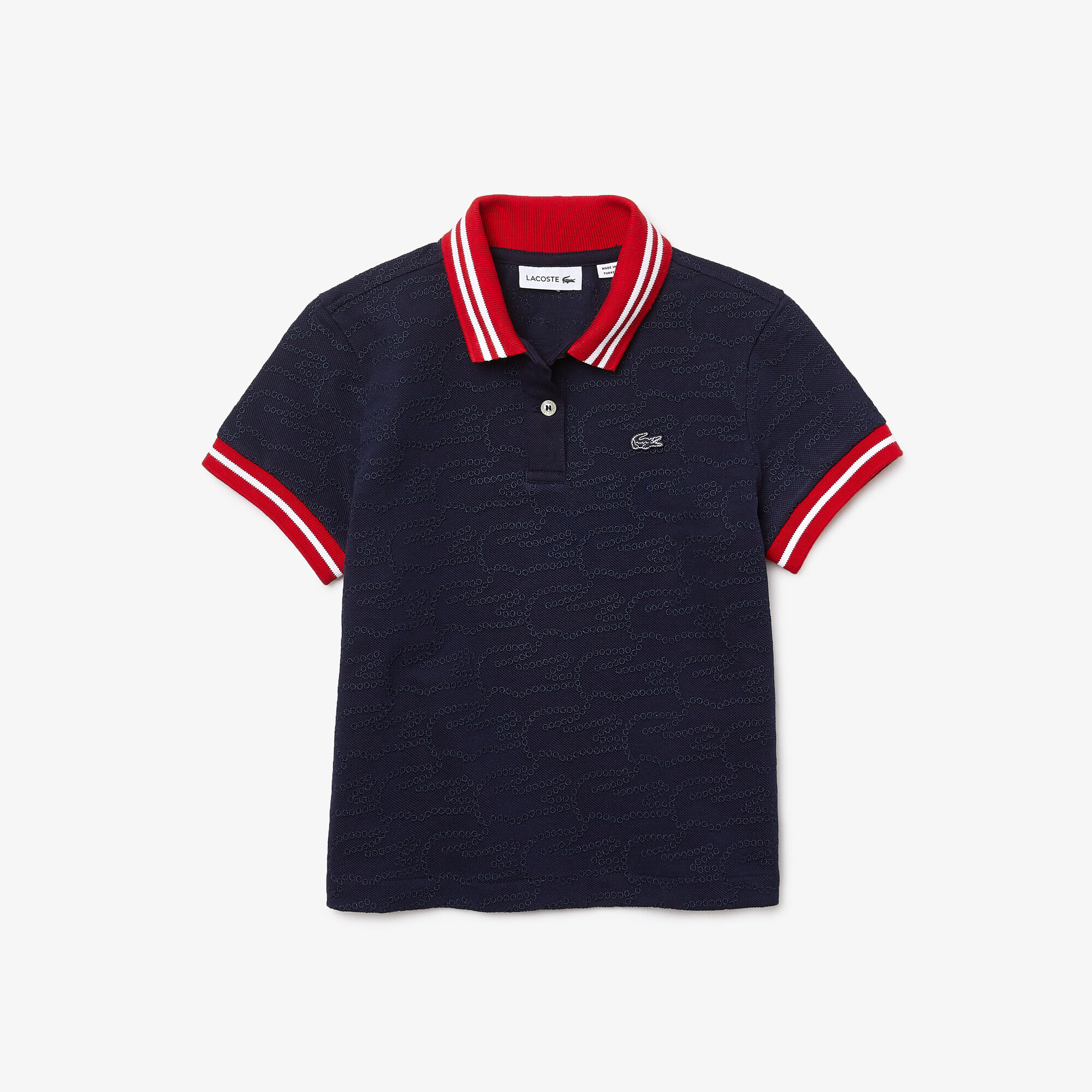 Girls Lacoste Crocodile Embroidery Pique Polo Shirt
