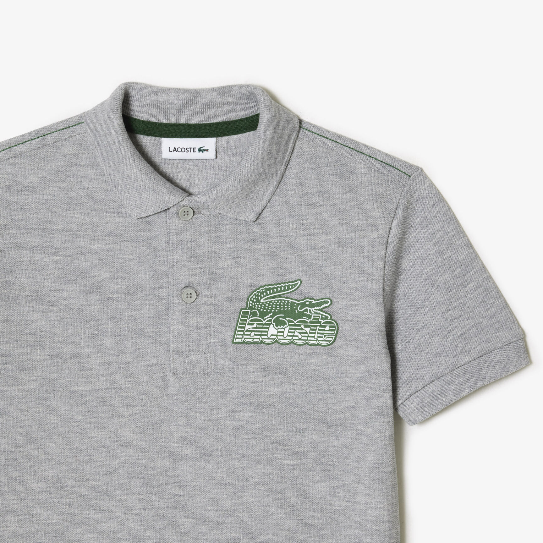 Kids' Lacoste Organic Cotton Contrast Print Polo Shirt