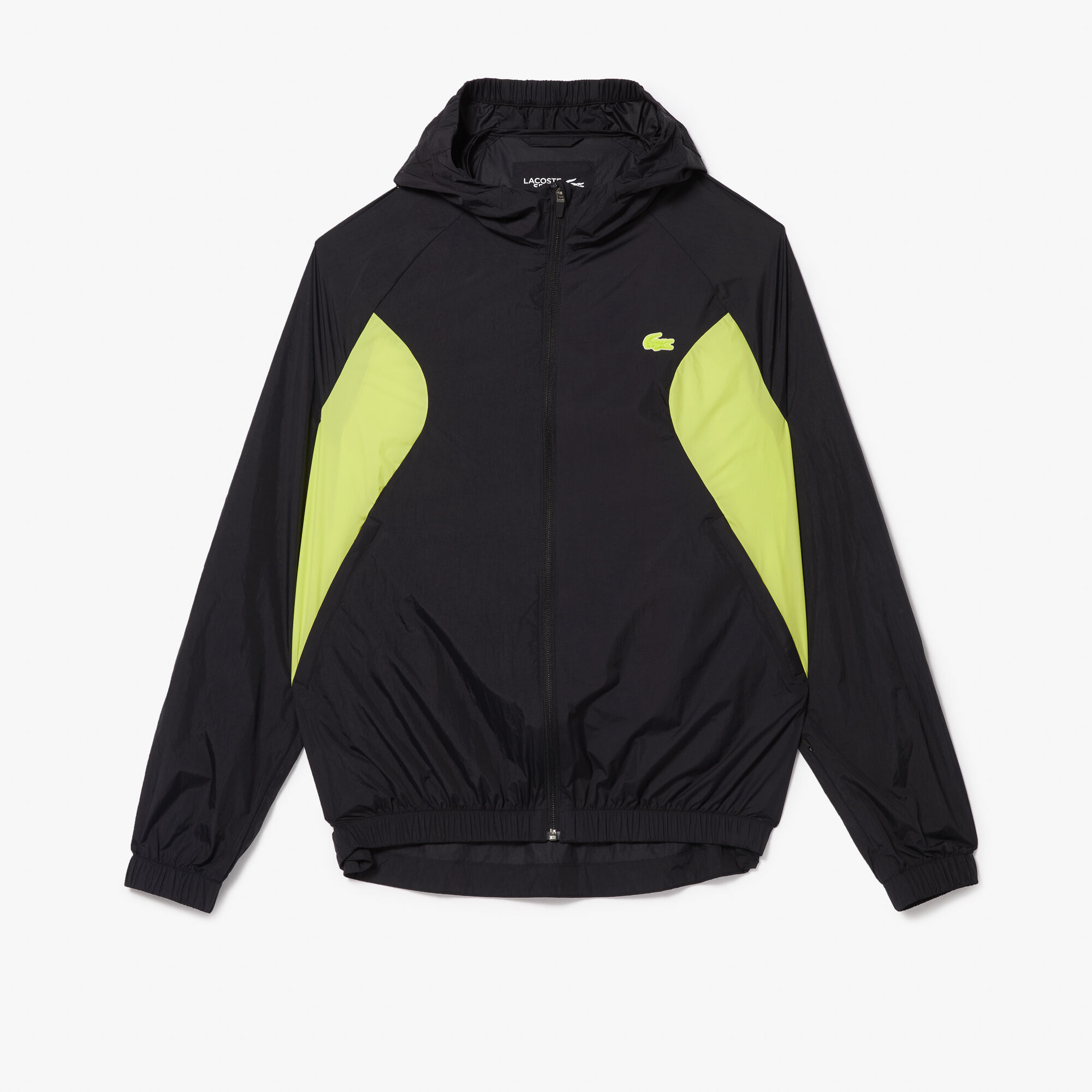 Men's Lacoste SPORT Collapsible Windbreaker, Black / Yellow