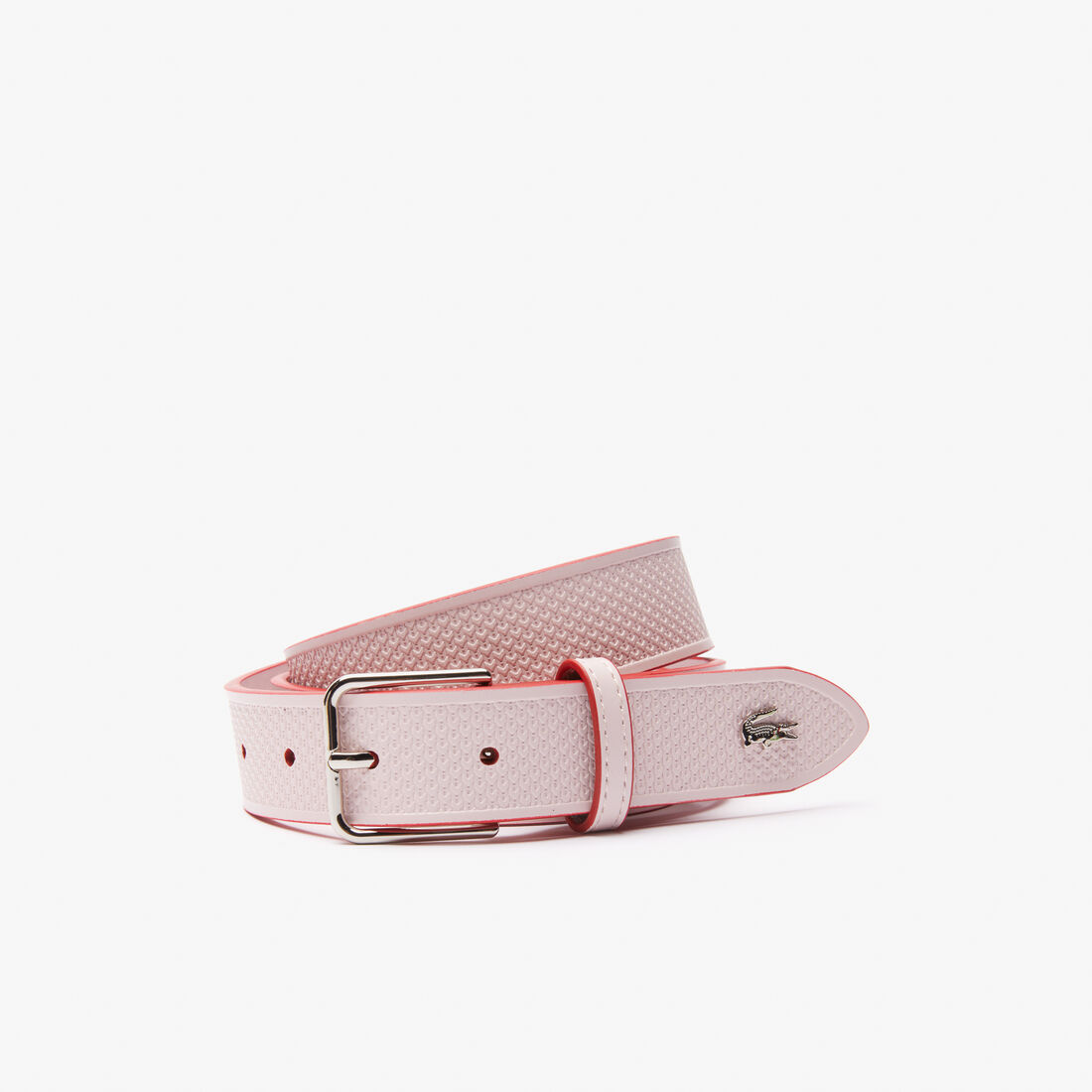 حزام جلد بحياكة وتمساح معدني للرجال