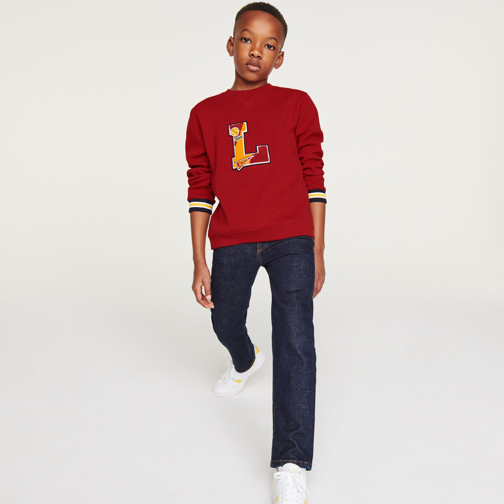 Boys’ Crew Neck L Badge Cotton Sweater Boys’ Crew Neck L Badge Cotton Sweater