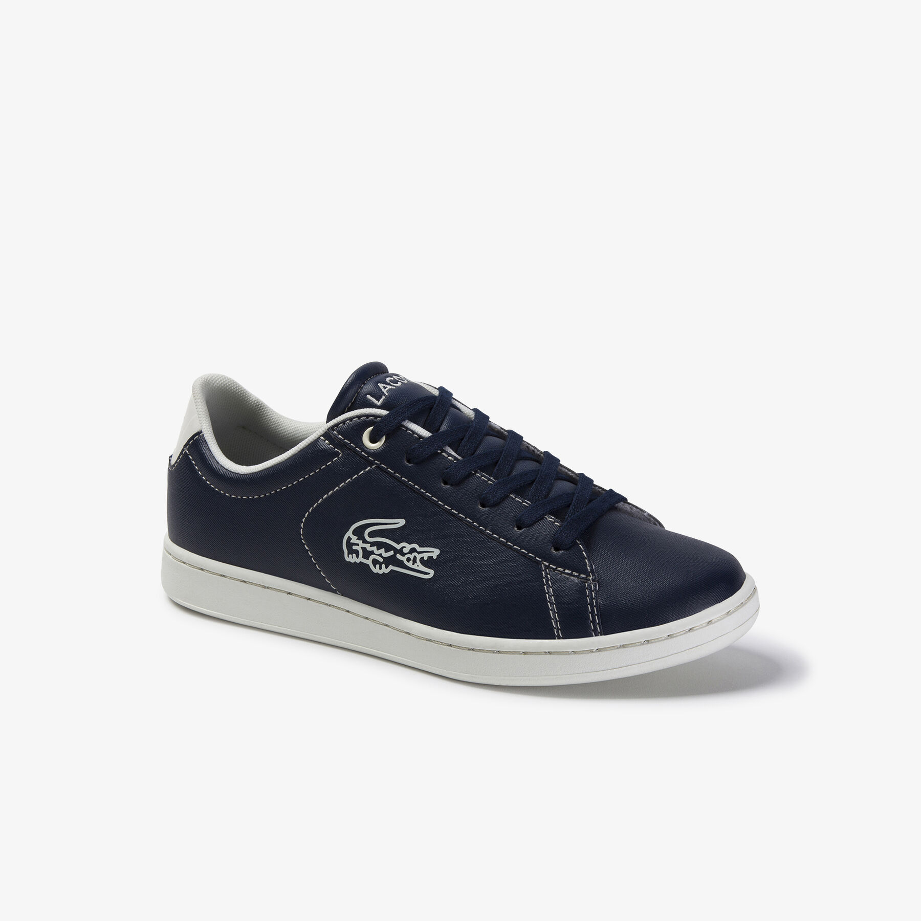 lacoste juniors  carnaby evo contrast colour lace up synthetic sneakers