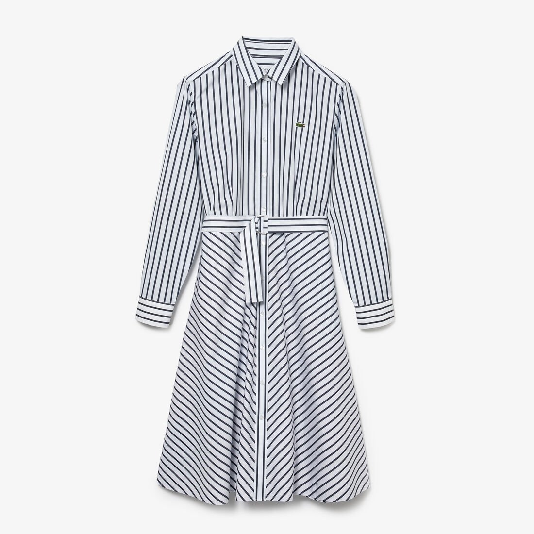 Women's Buttoned Striped Poplin Shirt Dress Women's Buttoned Striped Poplin Shirt Dress