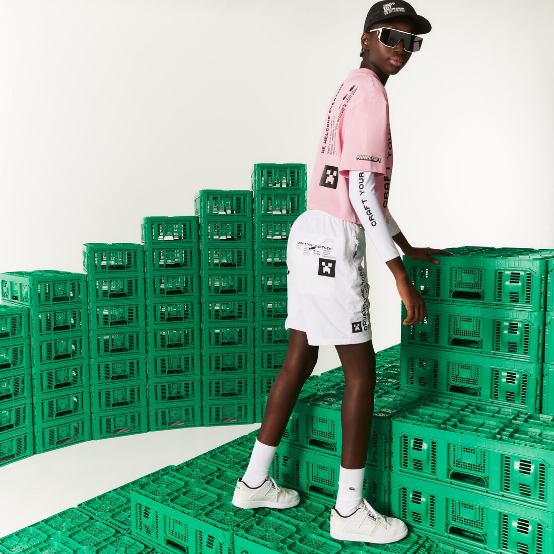 Women's Lacoste L!VE x Minecraft Short Organic Cotton T-Shirt Women's Lacoste L!VE x Minecraft Short Organic Cotton T-Shirt