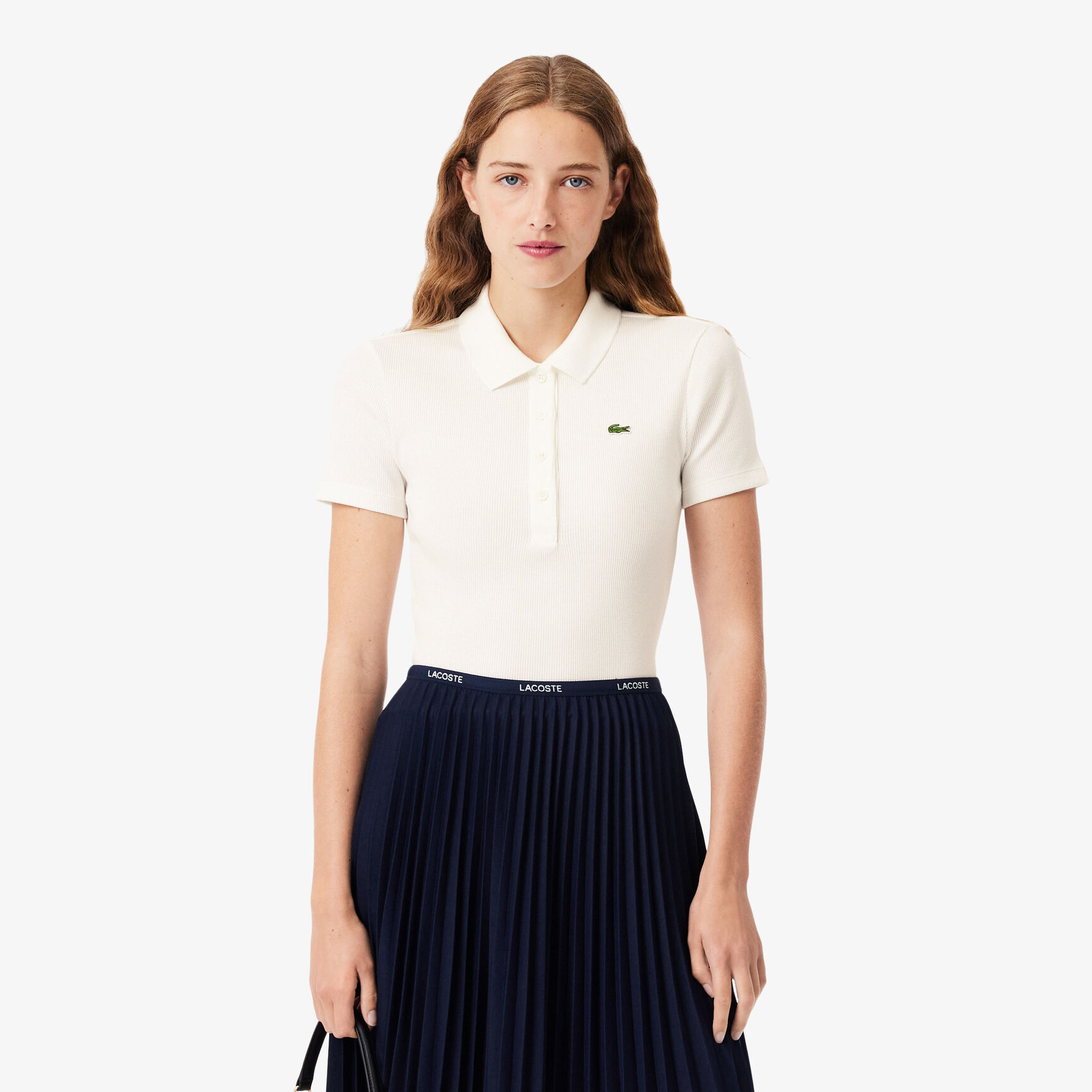 تيشيرت بولو L.12.D بقصة ضيقة من القطن المضلع