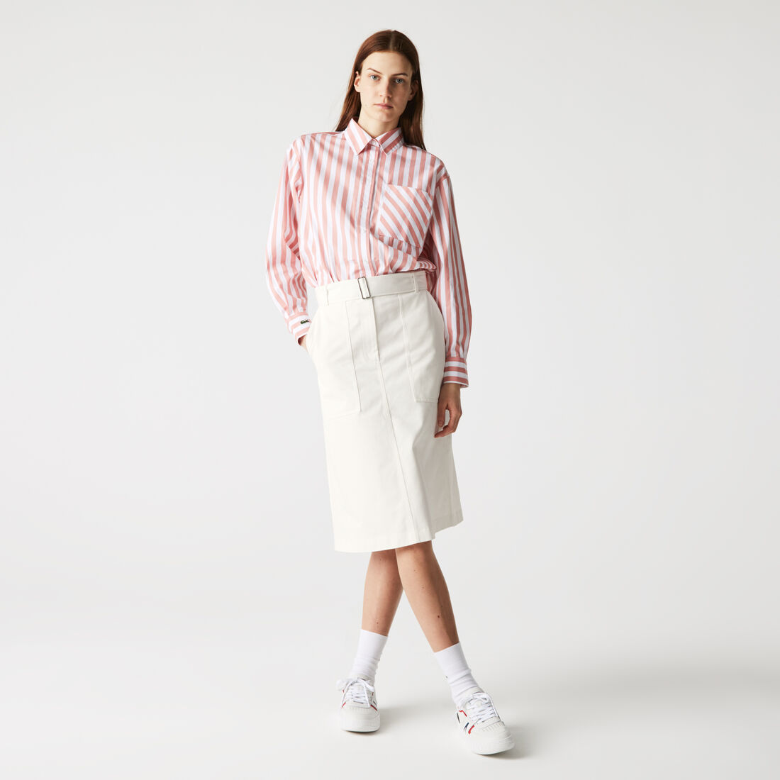 Women’s High-Waisted Mid-Length Cotton Skirt