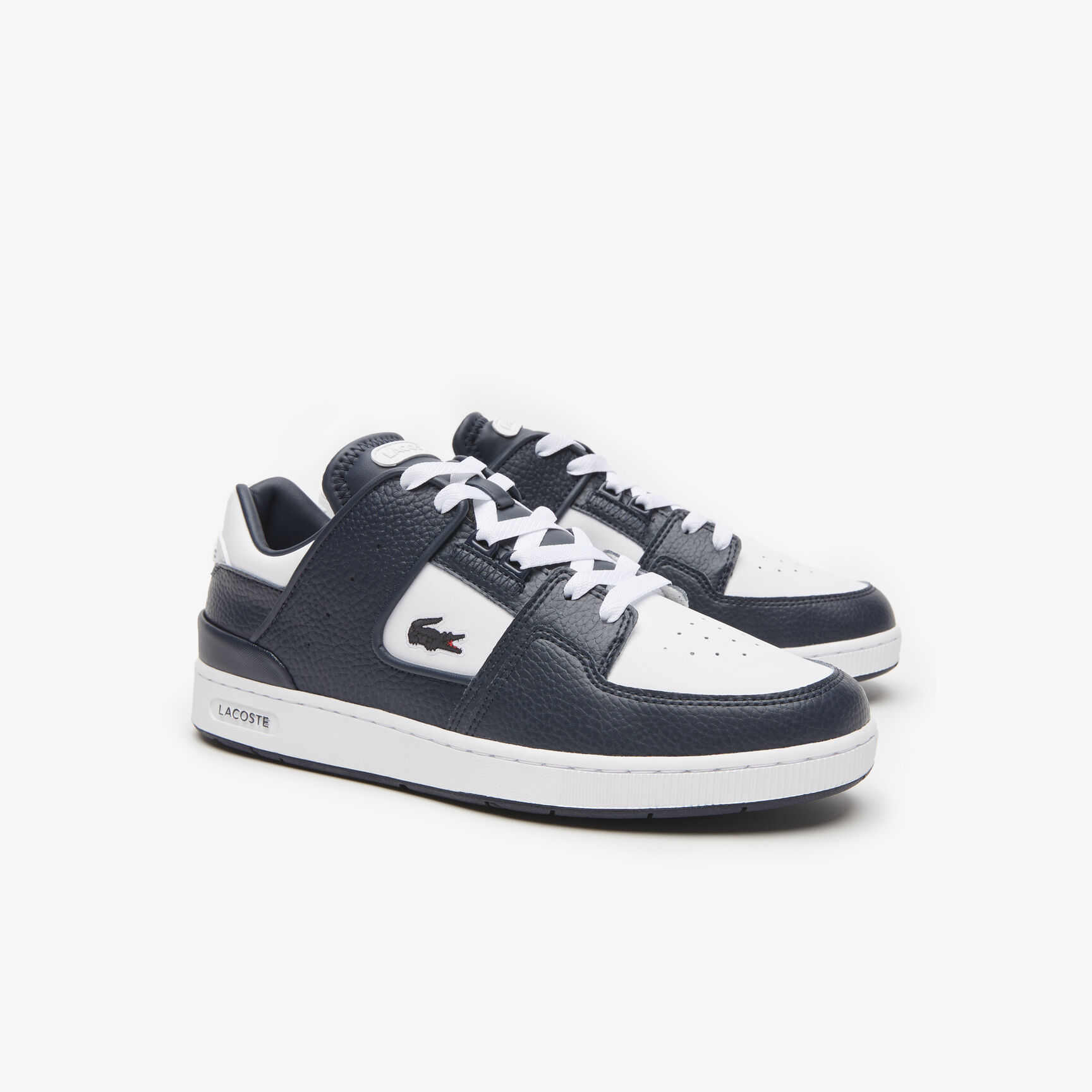 Men's Lacoste Court Cage Leather Heel Pop Trainers Men's Lacoste Court Cage Leather Heel Pop Trainers