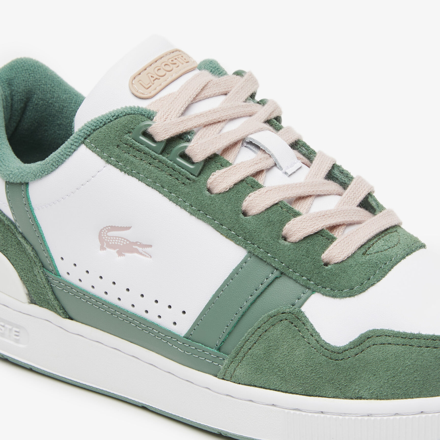 Women's Lacoste T-Clip Leather Colour Contrast Trainers Women's Lacoste T-Clip Leather Colour Contrast Trainers