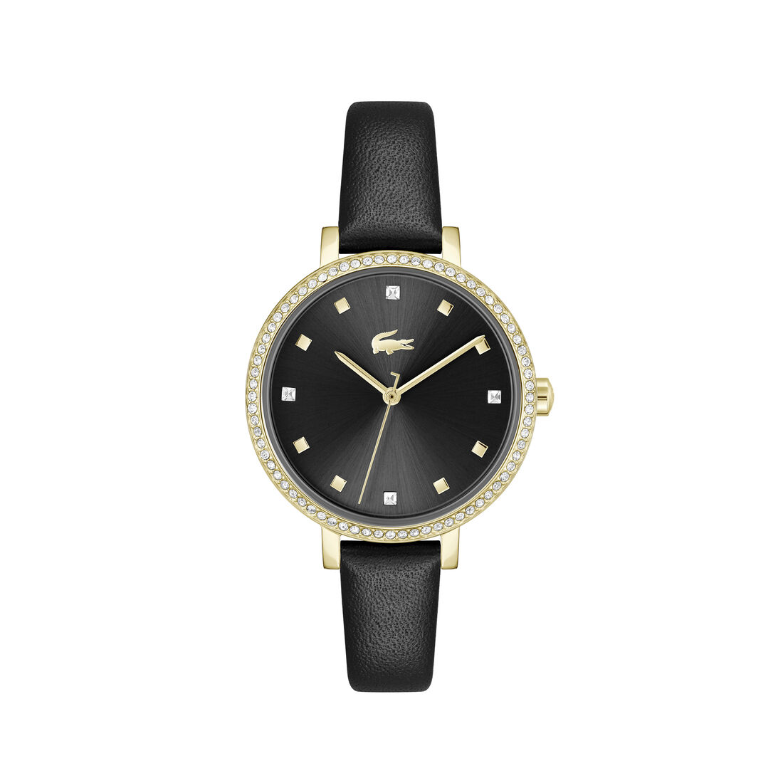 Black Leather Strap Women's Watch