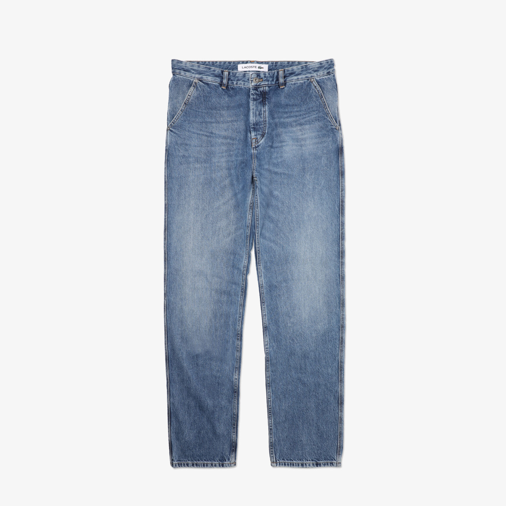 بنطال جينز دنيم قطني للرجال بقصة فضفاضة وخمسة جيوب