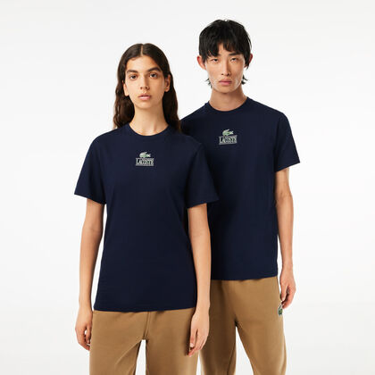 تي شيرت جيرسيه قطن بطبعة مميزة لكلمة Lacoste