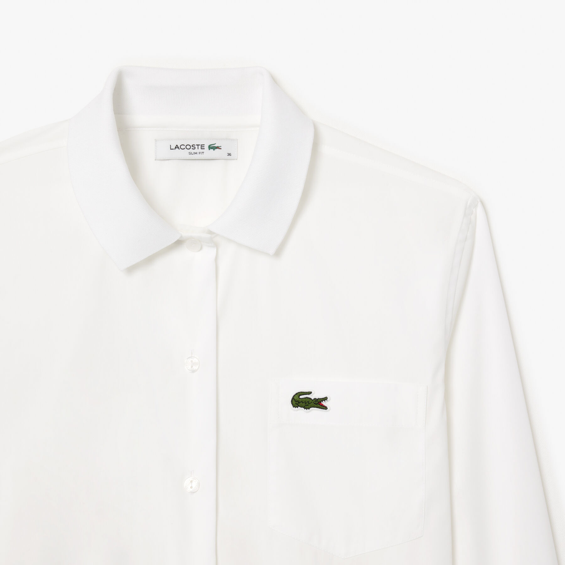 lacoste poplin shirt with ribbed collar