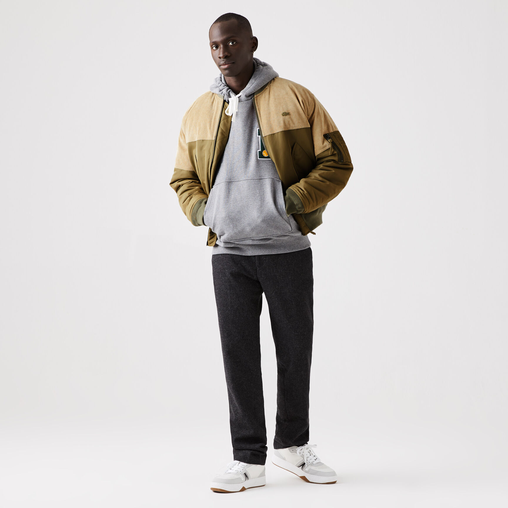 Men&rsquo;s Bimaterial Quilted Zip Bomber Jacket