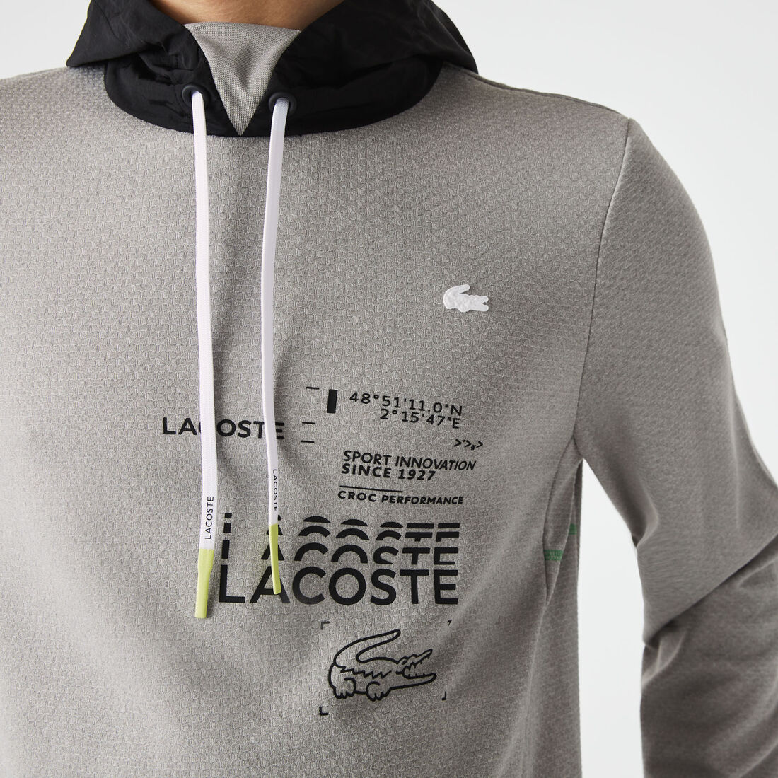Men's Lacoste SPORT Nylon Contrast Hood Pullover Jacket Men's Lacoste SPORT Nylon Contrast Hood Pullover Jacket
