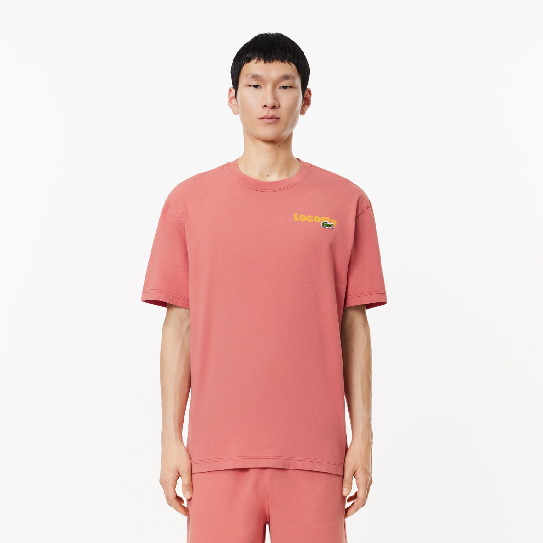 Washed Effect Ombré Lacoste Print T-shirt Washed Effect Ombré Lacoste Print T-shirt