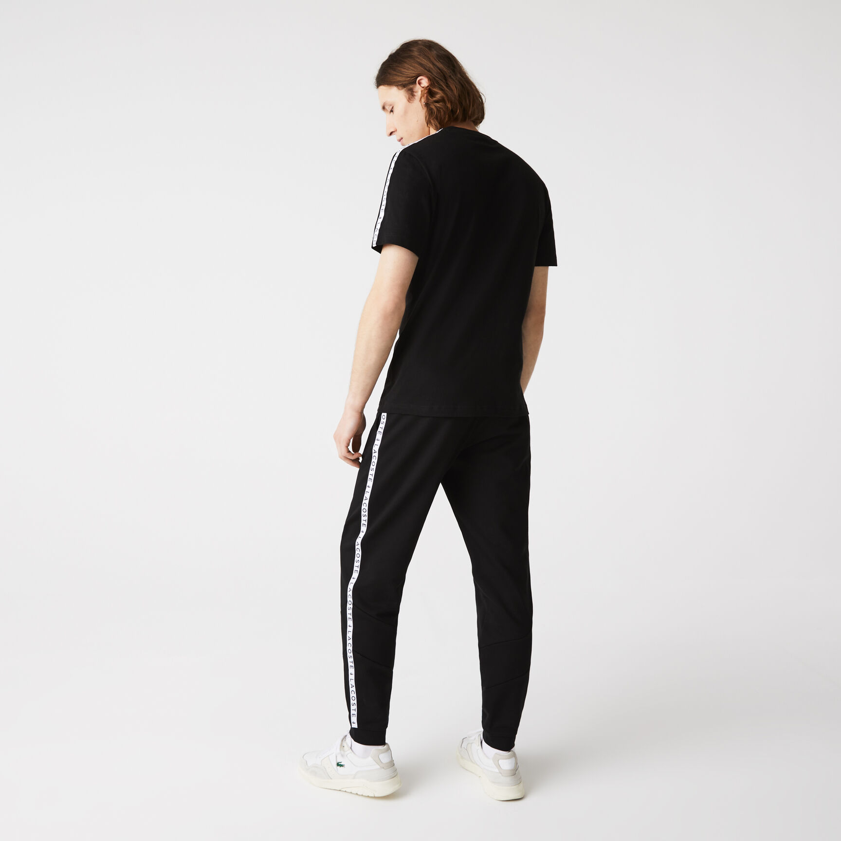 Men's Crew Neck Print Striped Cotton T-shirt