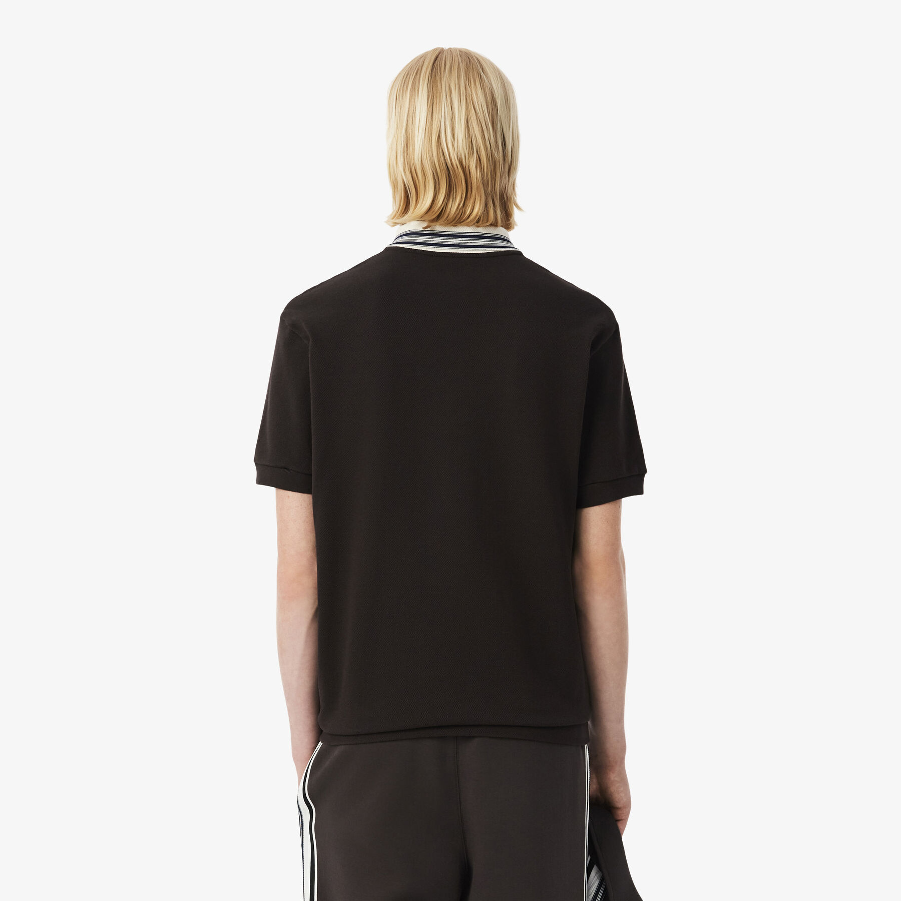 lacoste french made classic fit stripe collar polo shirt