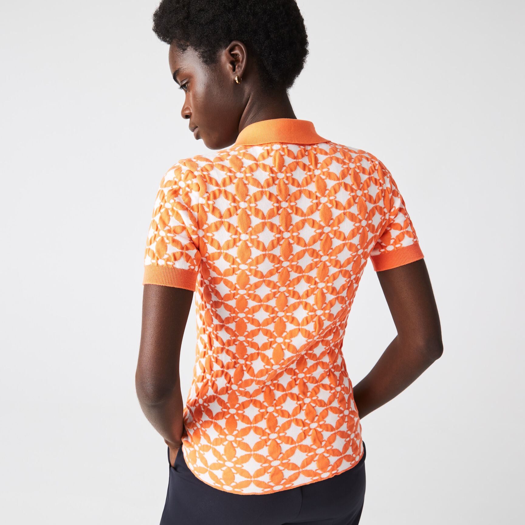 Women's Lacoste L!VE Slim Fit Vintage Design Jacquard Polo Shirt Women's Lacoste L!VE Slim Fit Vintage Design Jacquard Polo Shirt