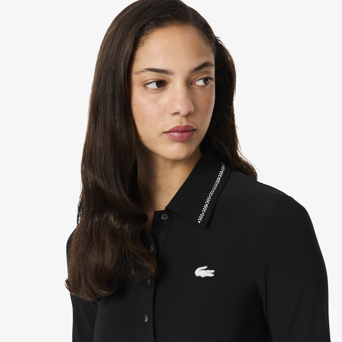 Slim Fit Diamante Crocodile Polo Collar Dress Slim Fit Diamante Crocodile Polo Collar Dress