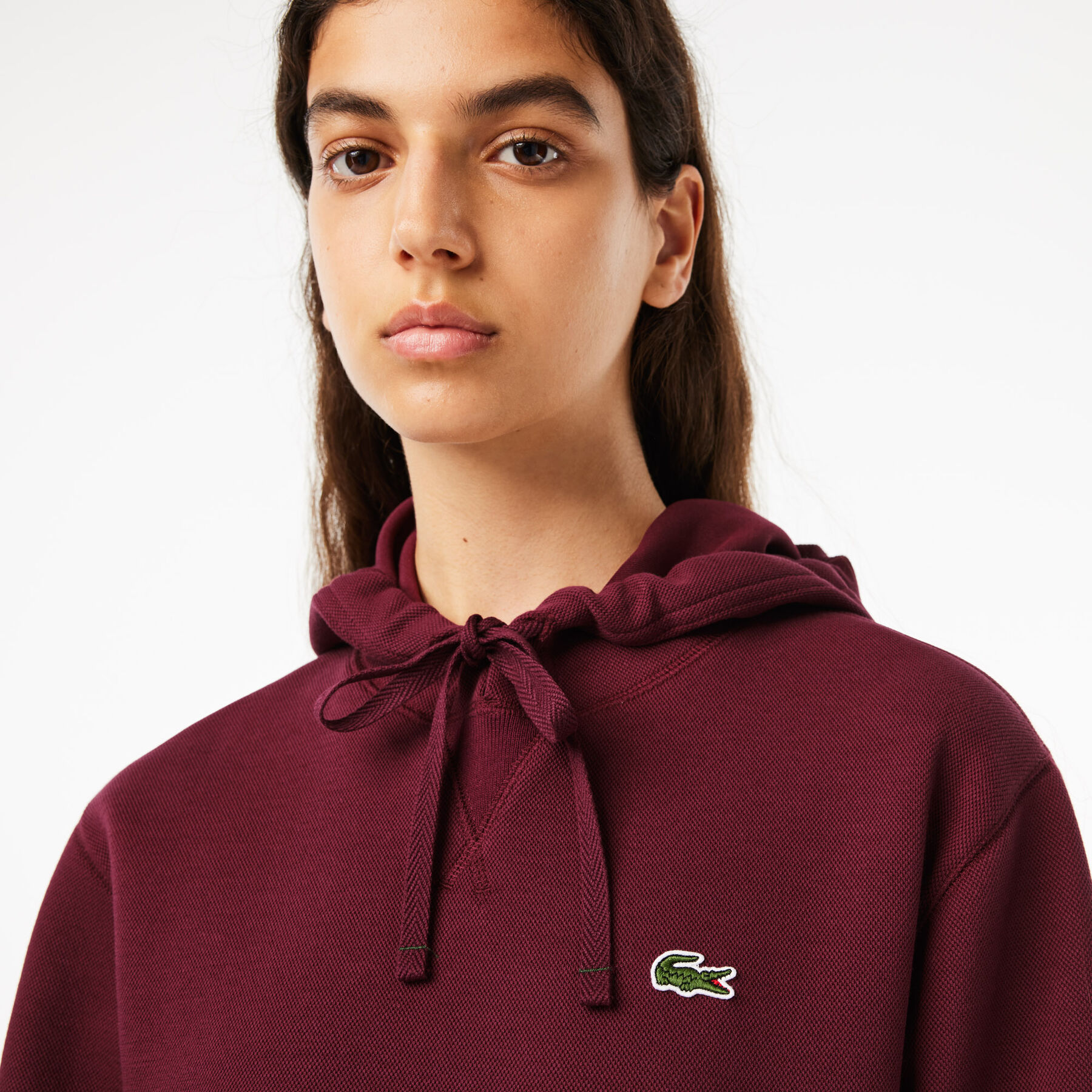 lacoste women s loose fit cotton blend jogger hoodie